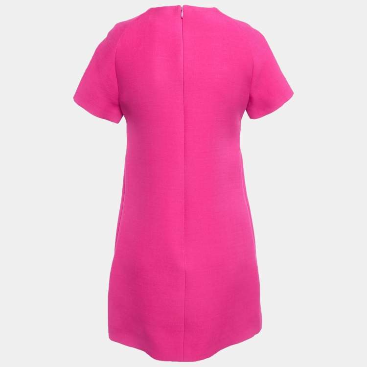 Pre Owned Dior Fuchsia Pink Wool & Silk Shift Dress S
