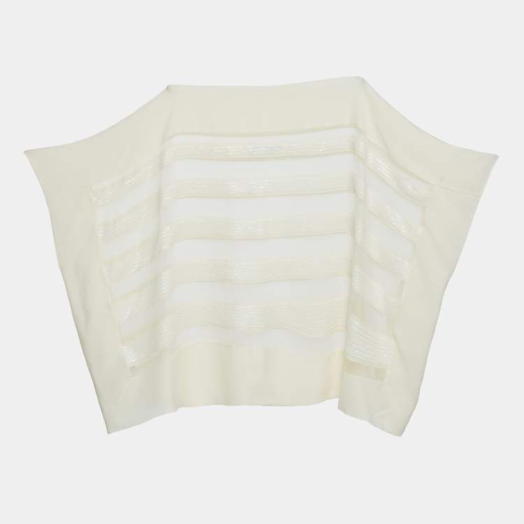 Pre Owned Dior Cream Silk & Sequin Paneled Top M