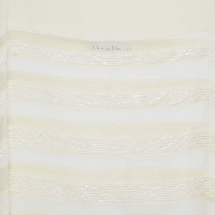 Pre Owned Dior Cream Silk & Sequin Paneled Top M