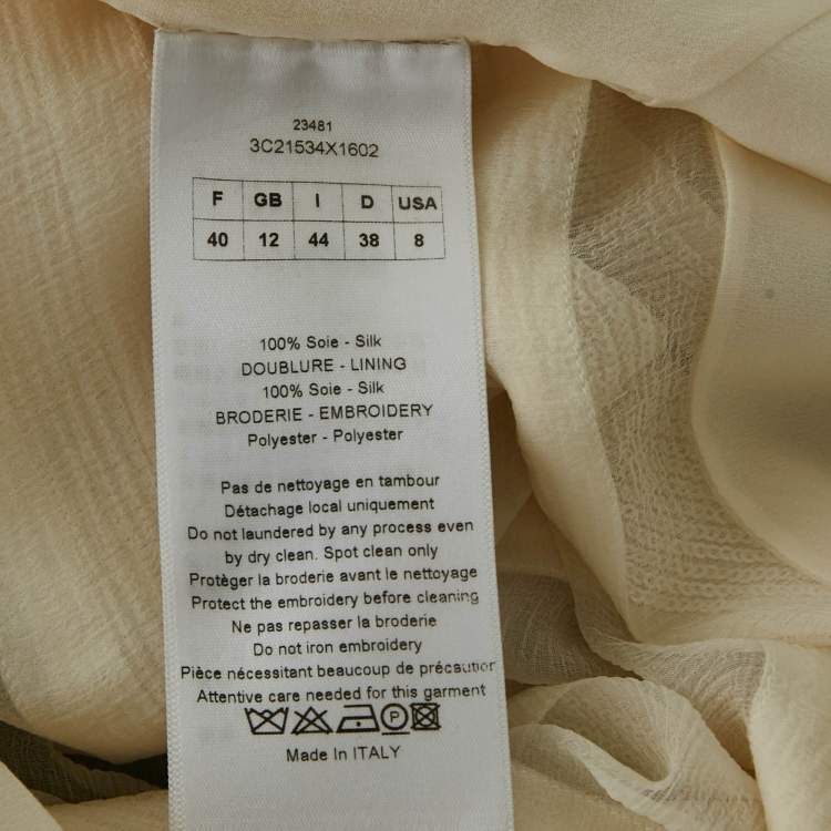 Pre Owned Dior Cream Silk & Sequin Paneled Top M