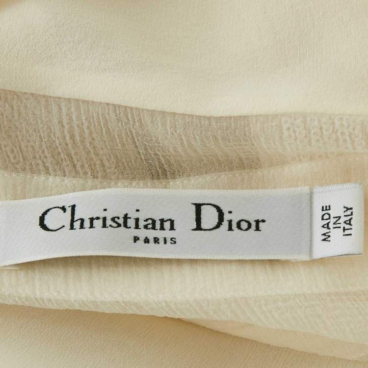 Pre Owned Dior Cream Silk & Sequin Paneled Top M