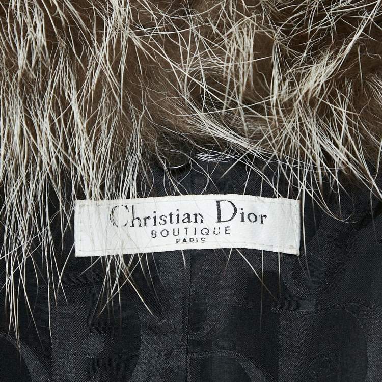 Pre Owned Dior Black Wool Blend Detachable Fur Button Front Jacket M