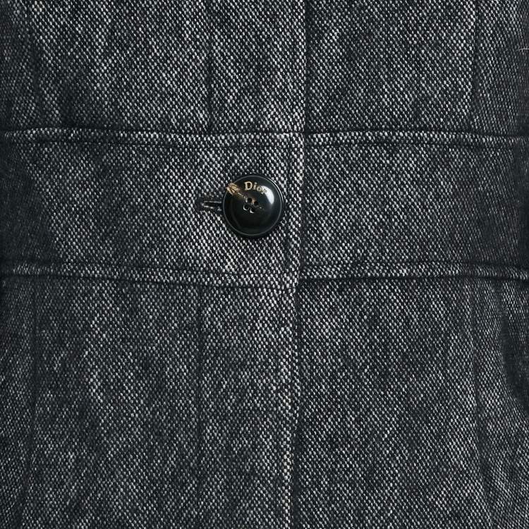Pre Owned Dior Black Wool Blend Detachable Fur Button Front Jacket M