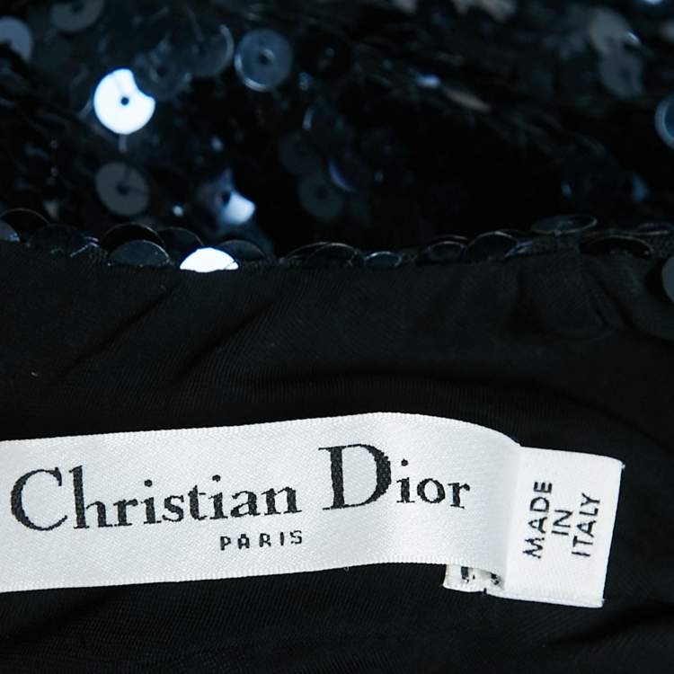 Pre Owned Dior Midnight Blue Sequin Sleeveless Midi Dress M