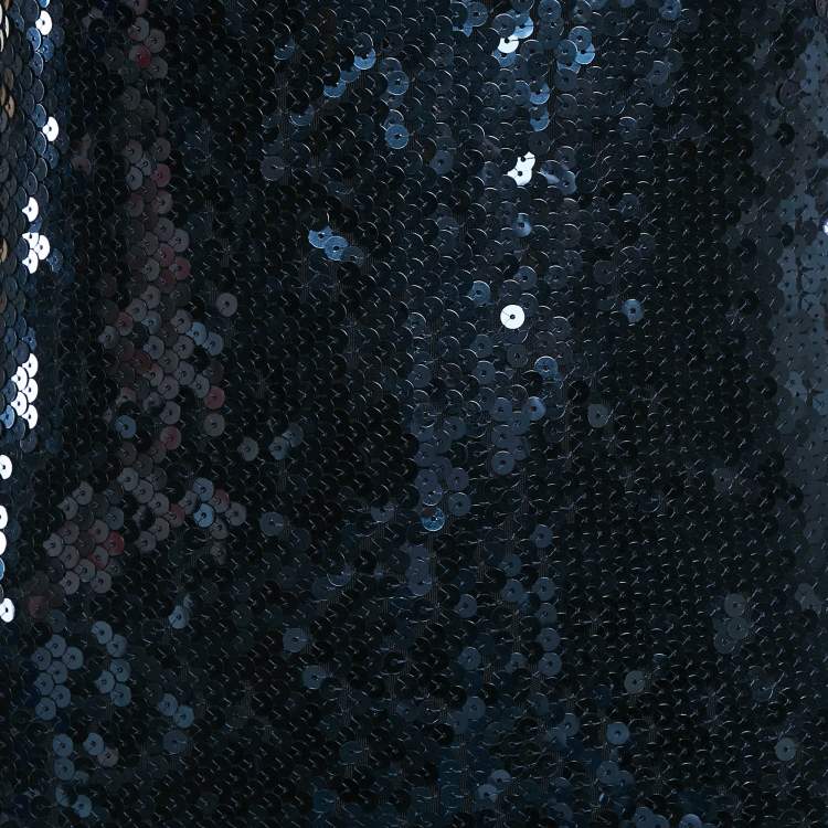 Pre Owned Dior Midnight Blue Sequin Sleeveless Midi Dress M