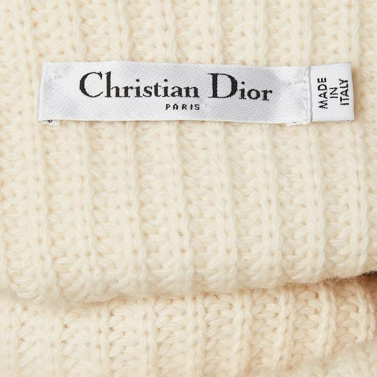 Pre Owned Dior Off-White Wool Cowl Neck Sweater M
