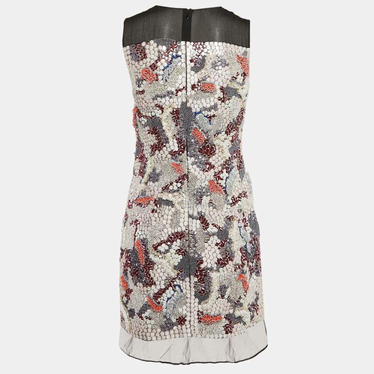 مملوكة مسبقًا Dior Multicolor Embellished Silk Sleeveless Mini Dress M