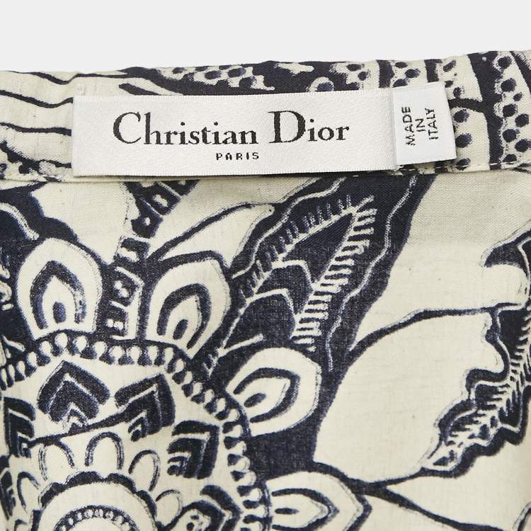 مملوكة مسبقًا Christian Dior Blue/White Jungle Print Cotton Short Sleeve Shirt M