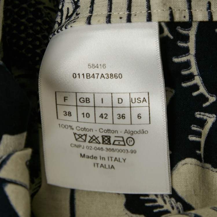 مملوكة مسبقًا Christian Dior Blue/White Jungle Print Cotton Short Sleeve Shirt M