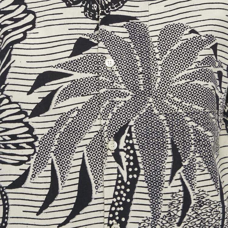 مملوكة مسبقًا Christian Dior Blue/White Jungle Print Cotton Short Sleeve Shirt M