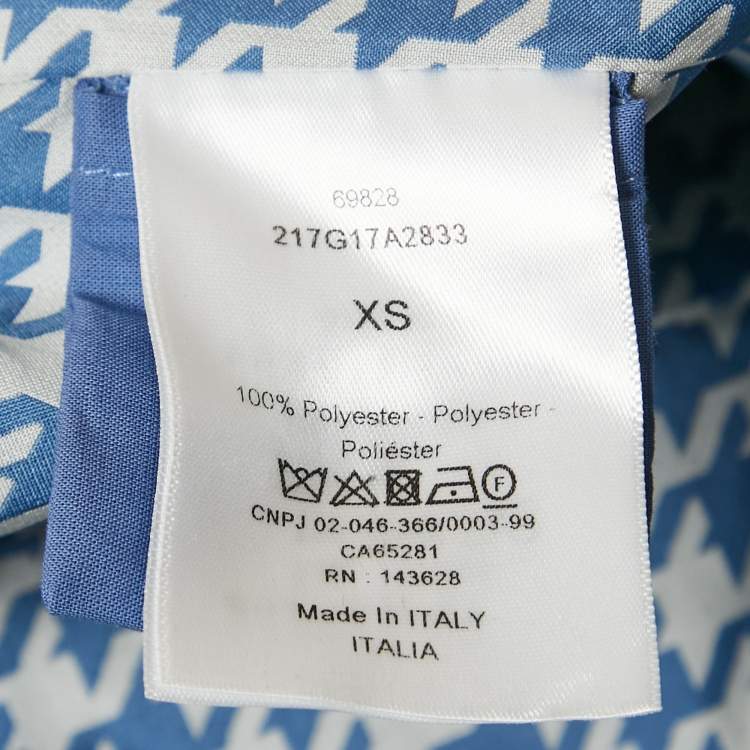 Pre Owned Christian Dior Blue Houndstooth Synthetic Hooded Vest XS