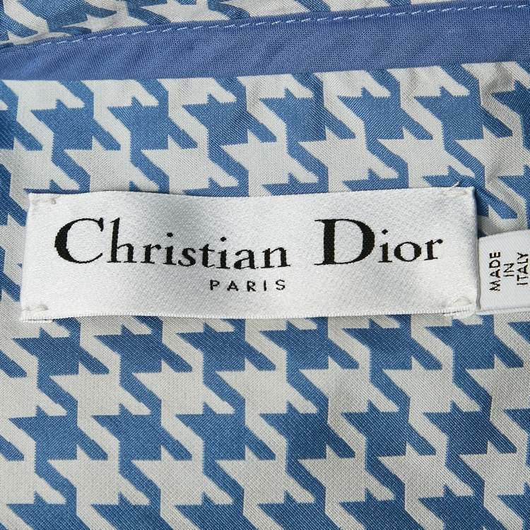 Pre Owned Christian Dior Blue Houndstooth Synthetic Hooded Vest XS