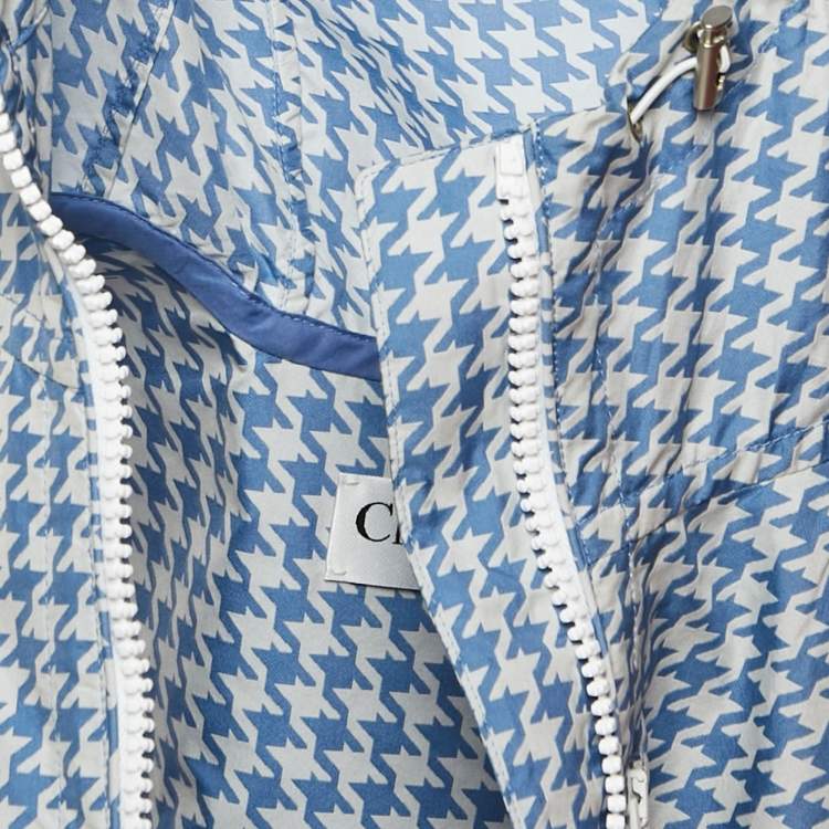 Pre Owned Christian Dior Blue Houndstooth Synthetic Hooded Vest XS