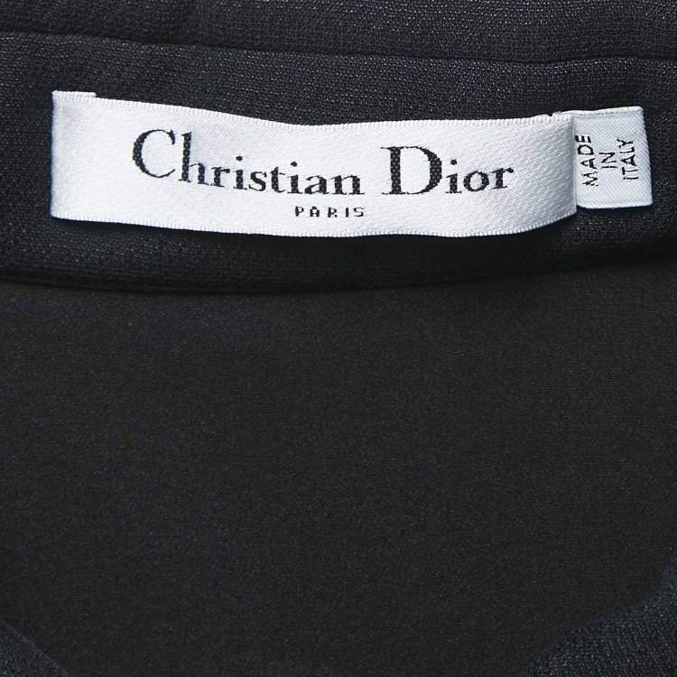 Pre Owned Christian Dior Black Wool Belted Mini Dress M