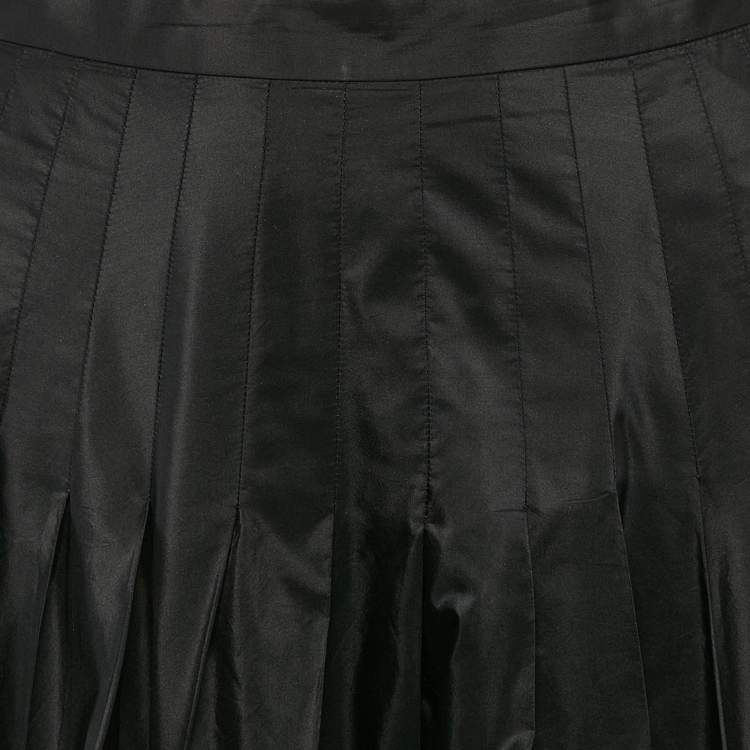Pre Owned Dior Black Silk Pleated Wide-Leg Pants S