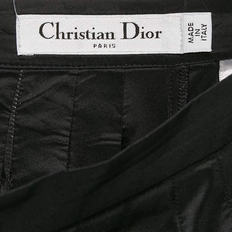 Pre Owned Dior Black Silk Pleated Wide-Leg Pants S
