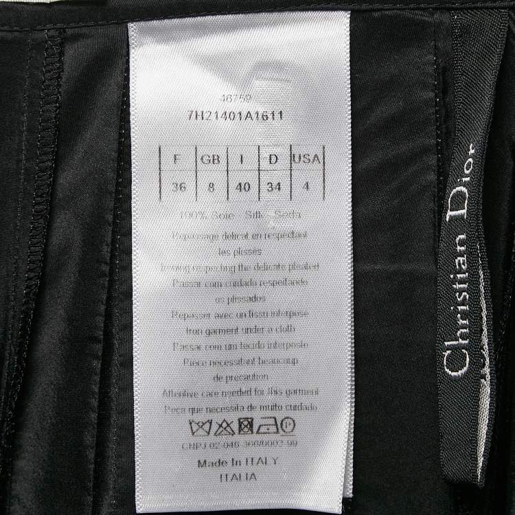 Pre Owned Dior Black Silk Pleated Wide-Leg Pants S