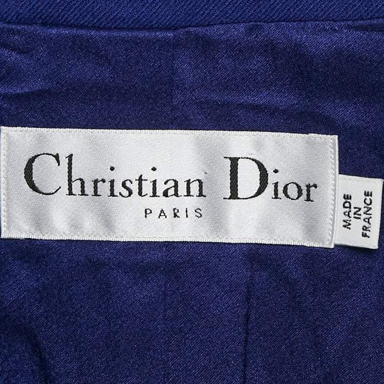 Pre Owned Dior Blue Wool Double Breasted Sleeveless Coat S