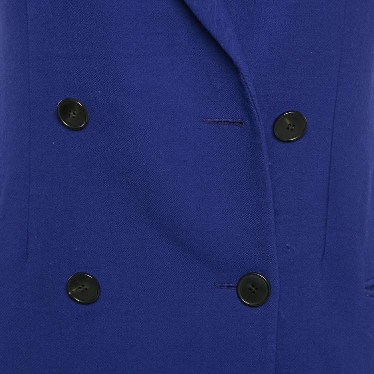 Pre Owned Dior Blue Wool Double Breasted Sleeveless Coat S