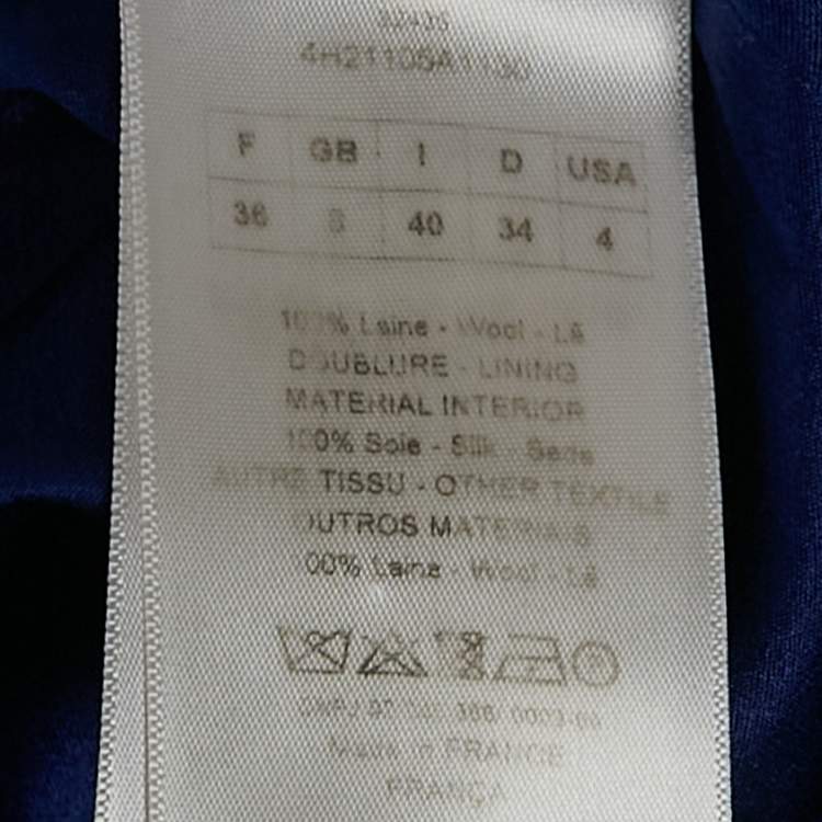 Pre Owned Dior Blue Wool Double Breasted Sleeveless Coat S