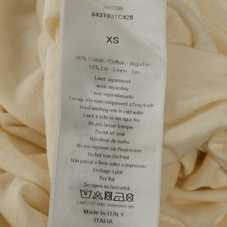 Pre Owned Christian Dior Cream J'adior 8 Jersey Crewneck T-Shirt XS