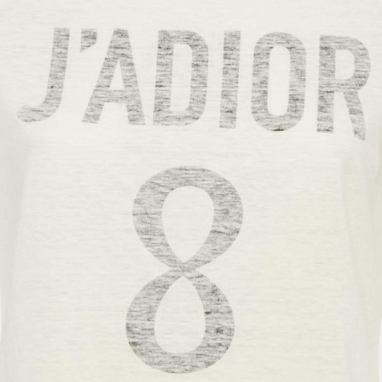 Pre Owned Christian Dior Cream J'adior 8 Jersey Crewneck T-Shirt XS
