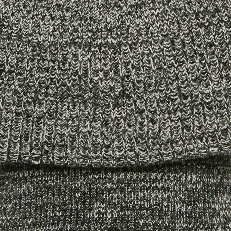 Pre Owned Christian Dior Monochrome Cashmere Rib Knit Ruffle Detail Sweater S