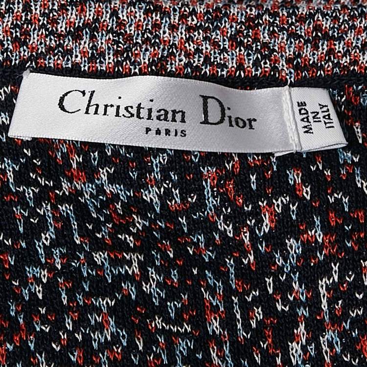 Pre Owned Christian Dior Blue/Orange Knit Tank Top M
