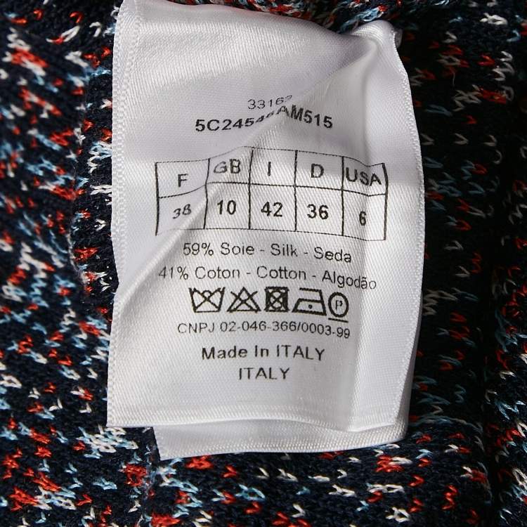 Pre Owned Christian Dior Blue/Orange Knit Tank Top M