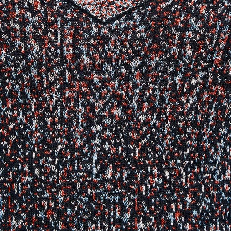 Pre Owned Christian Dior Blue/Orange Knit Tank Top M