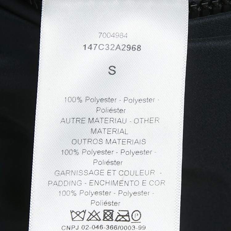 Pre Owned Dior Navy Blue Oblique Jacquard Zip-Up Reversible Puffer Vest Jacket S