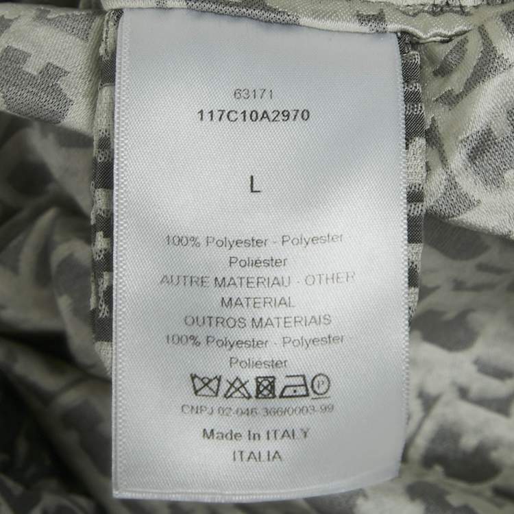 Pre Owned Dior Grey Oblique Jacquard Taffeta Hoodie Oversized Jacket L