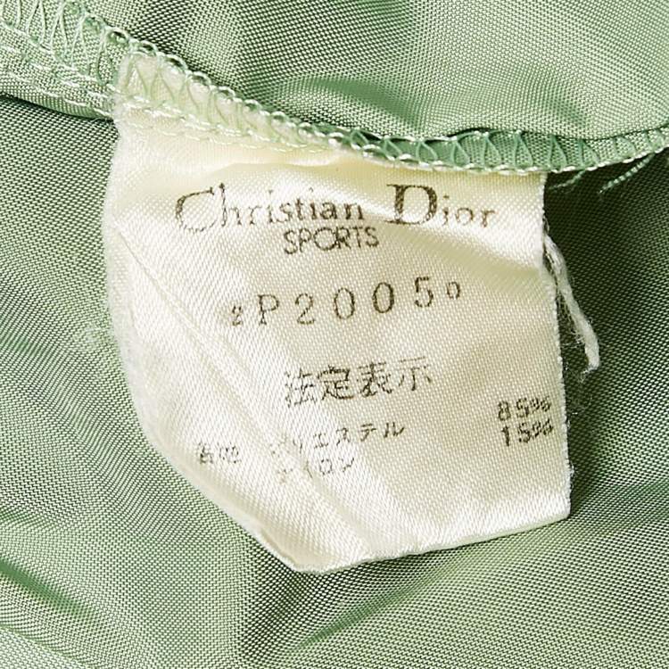 Pre Owned Christian Dior Sports Green Logo Print Synthetic Bomber Jacket M