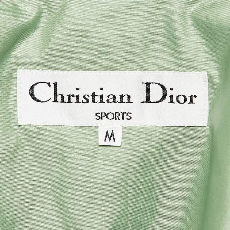 Pre Owned Christian Dior Sports Green Logo Print Synthetic Bomber Jacket M