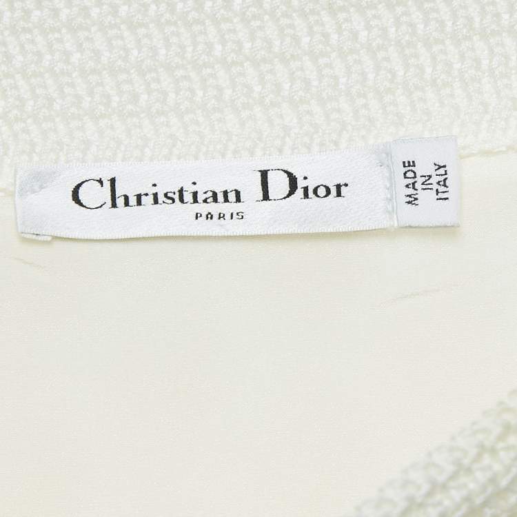 Pre Owned Christian Dior White Crochet Midi Skirt S