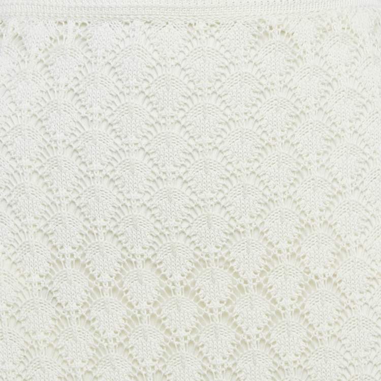 Pre Owned Christian Dior White Crochet Midi Skirt S