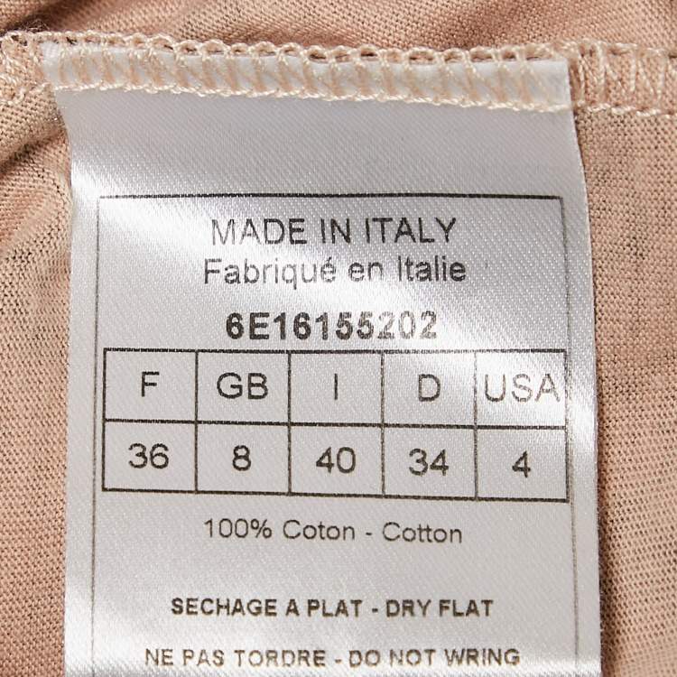 Pre Owned Christian Dior Boutique Peachy Beige Trompe l'oeil Print Cotton T-Shirt S