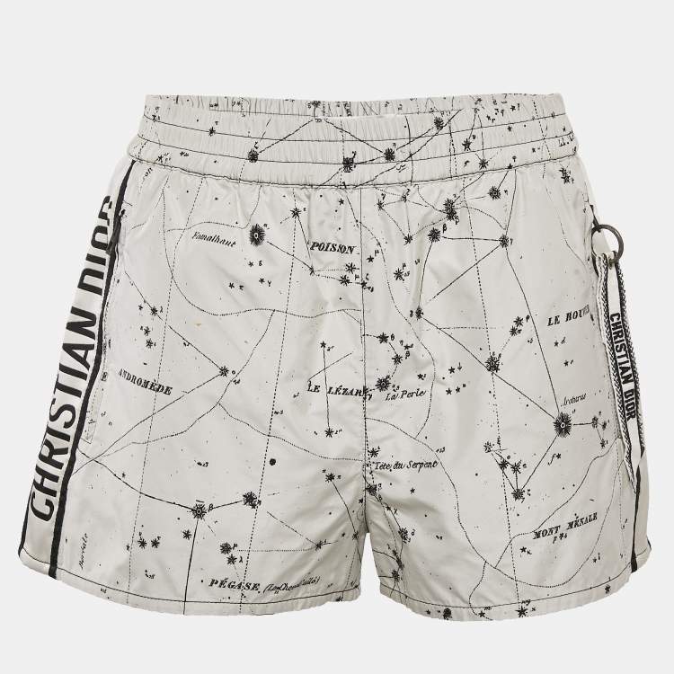 Pre Owned Dior White Jacquard Logo Puller Detail Shorts S