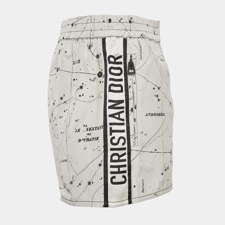 Pre Owned Dior White Jacquard Logo Puller Detail Shorts S