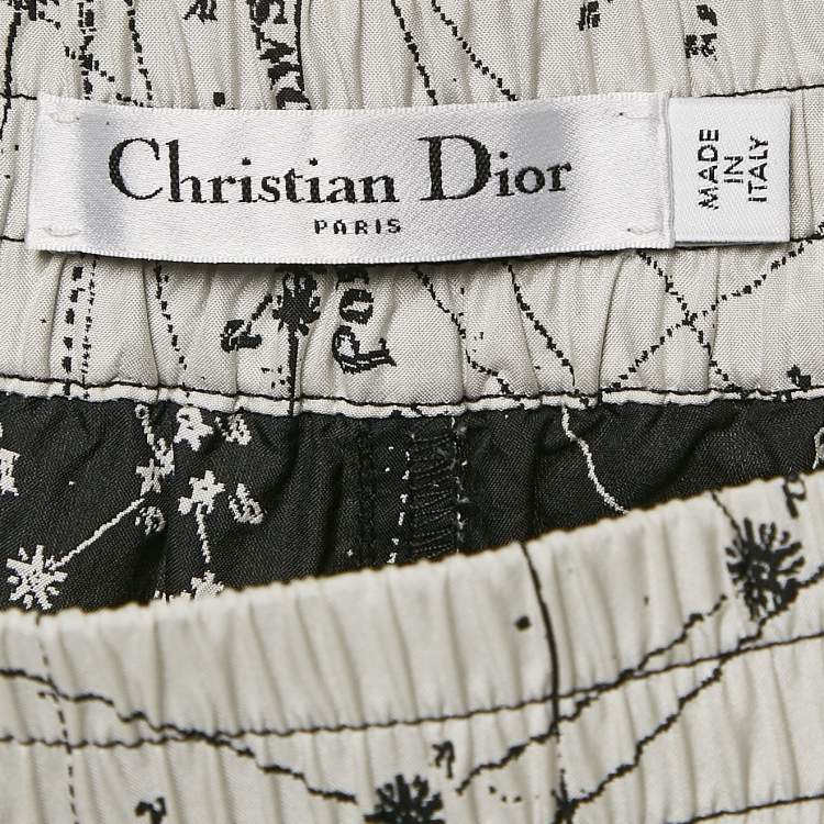 Pre Owned Dior White Jacquard Logo Puller Detail Shorts S