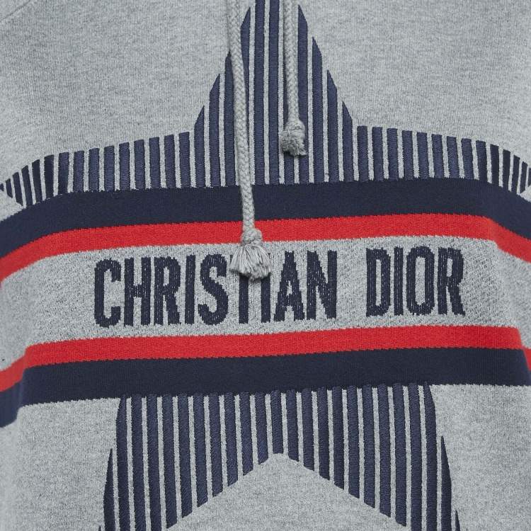 Pre Owned Christian Dior Grey Start Embroidered Sweatshirt and Shorts Sets S
