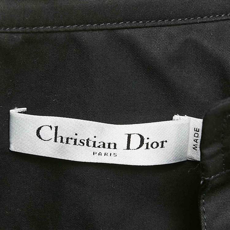 Pre Owned Christian Dior Black Gabardine Belted Midi Dress XL