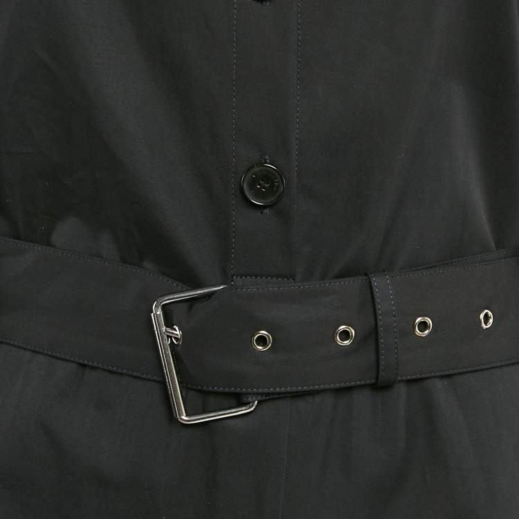 Pre Owned Christian Dior Black Gabardine Belted Midi Dress XL