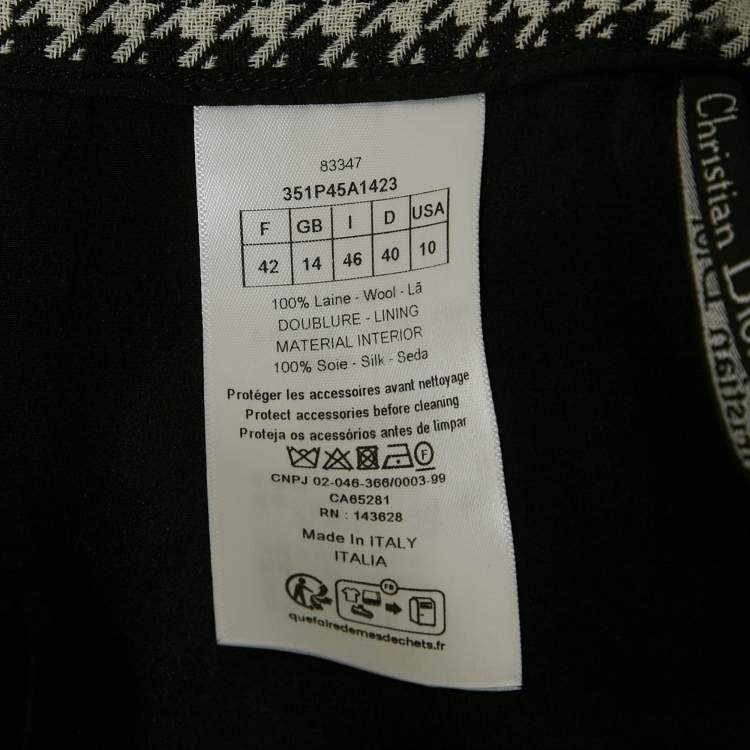 Pre Owned Christian Dior Black/White Houndstooth Wool Skorts L