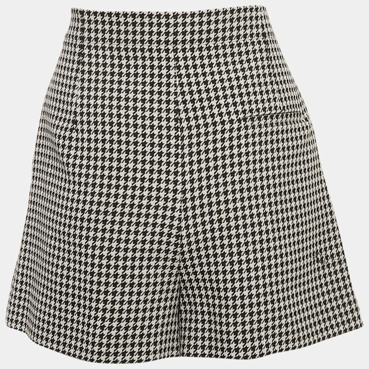 Pre Owned Christian Dior Black/White Houndstooth Wool Skorts L