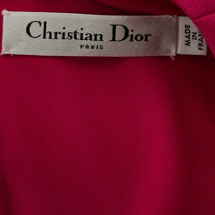 Pre Owned Christian Dior Pink Wool Blend Shift Dress L
