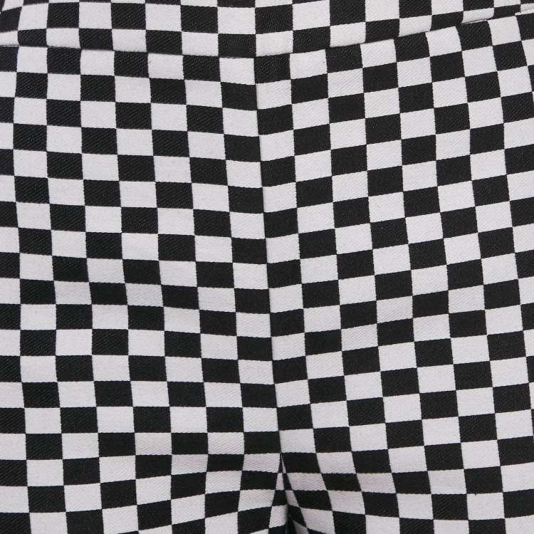 Pre Owned Christian Dior Black/White Checks Cotton Shorts S