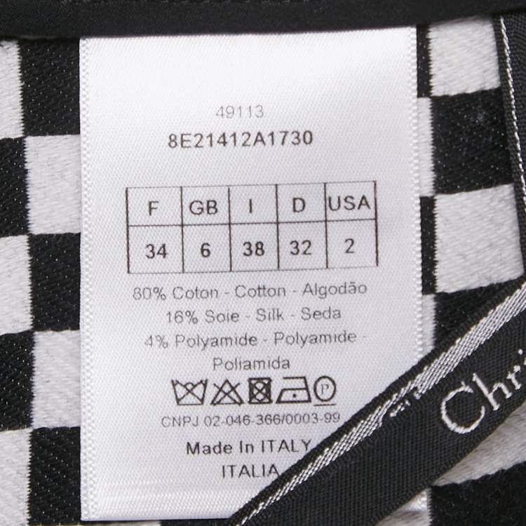 Pre Owned Christian Dior Black/White Checks Cotton Shorts S