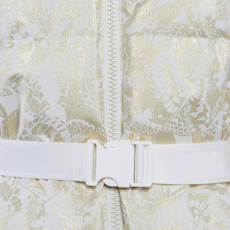 Pre Owned Christian Dior Cream Lurex Jacquard and Gabardine Ski Jacket and Pants Set S