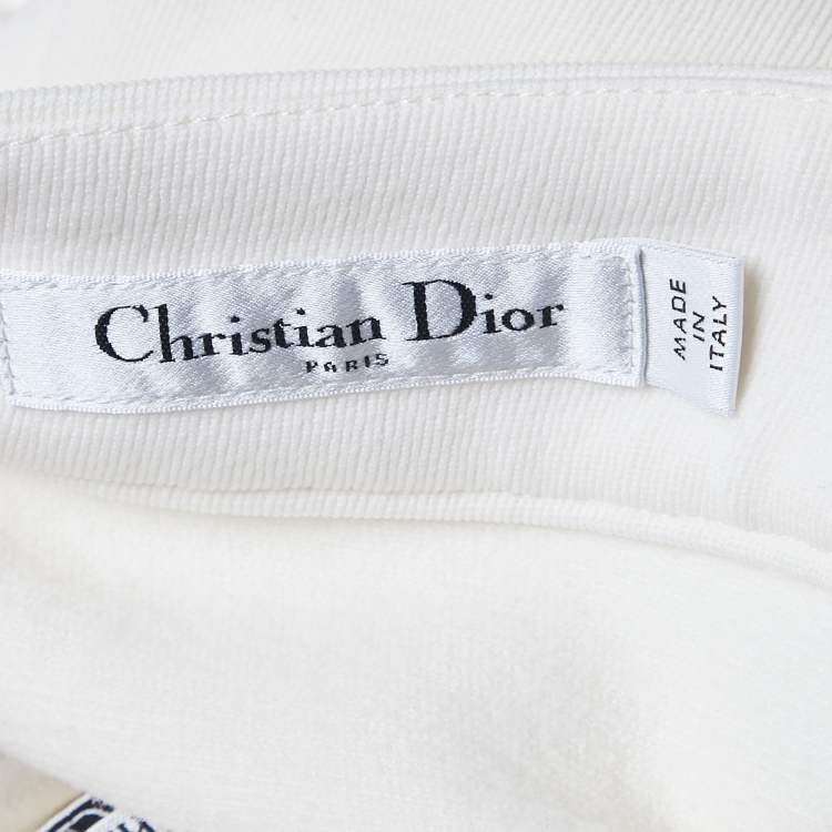 Pre Owned Christian Dior Cream Lurex Jacquard and Gabardine Ski Jacket and Pants Set S
